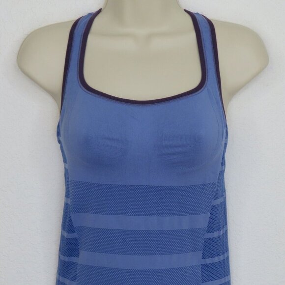 Nike Women Medium Tank Top Dri Fit Racerback Built In Bra Purple Blue Athletic - Picture 2 of 11